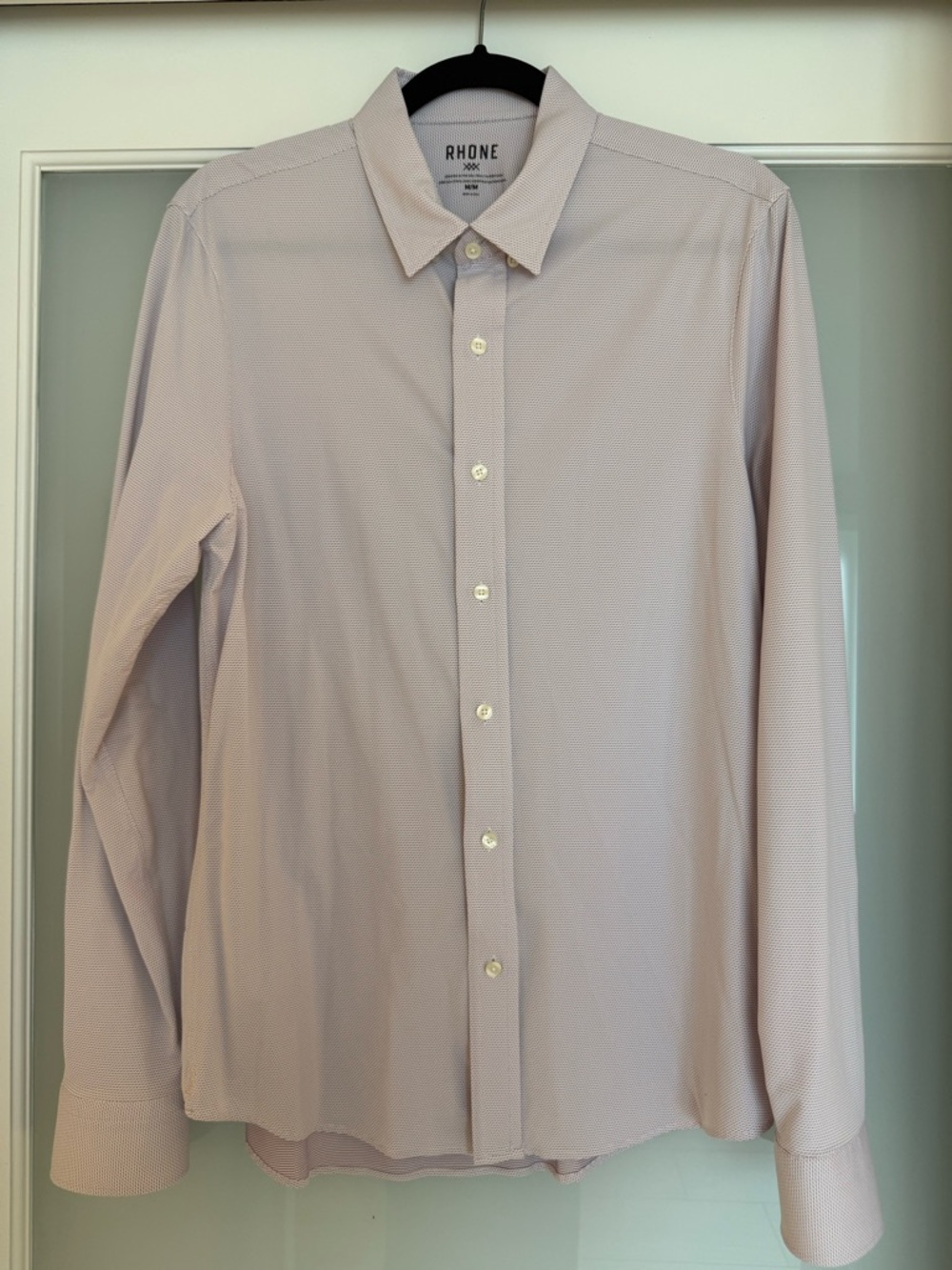 RHONE Men's Pale Pink Long-Sleeve Dress Shirt